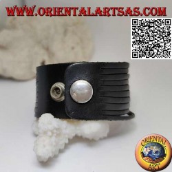 Bracelet en cuir véritable, règles lisses avec fermeture à clip et 2 longueurs (noir)