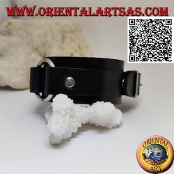 Echtes Lederarmband, zentraler Ring zwischen den Trägern mit Schnallenverschluss und 5 Längen (schwarz)