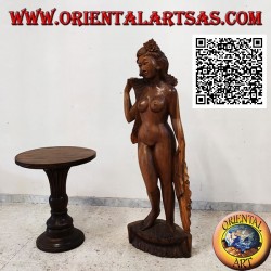Skulpturenstatue einer orientalischen nackten Frau posiert aus einem einzigen Block Suarholz (155 cm)
