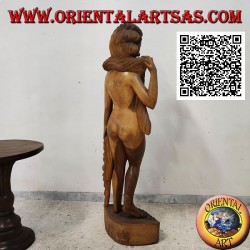 Skulpturenstatue einer orientalischen nackten Frau posiert aus einem einzigen Block Suarholz (155 cm)