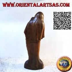 Skulpturenstatue einer Mutter mit Kind auf dem Schoß aus einem einzigen Block Suarholz (148 cm)