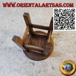 Tabouret bas en bois de suar avec éléphant gravé peint à la main