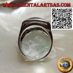 Bague en argent perforée convexe rectangulaire lisse avec quatre bandes