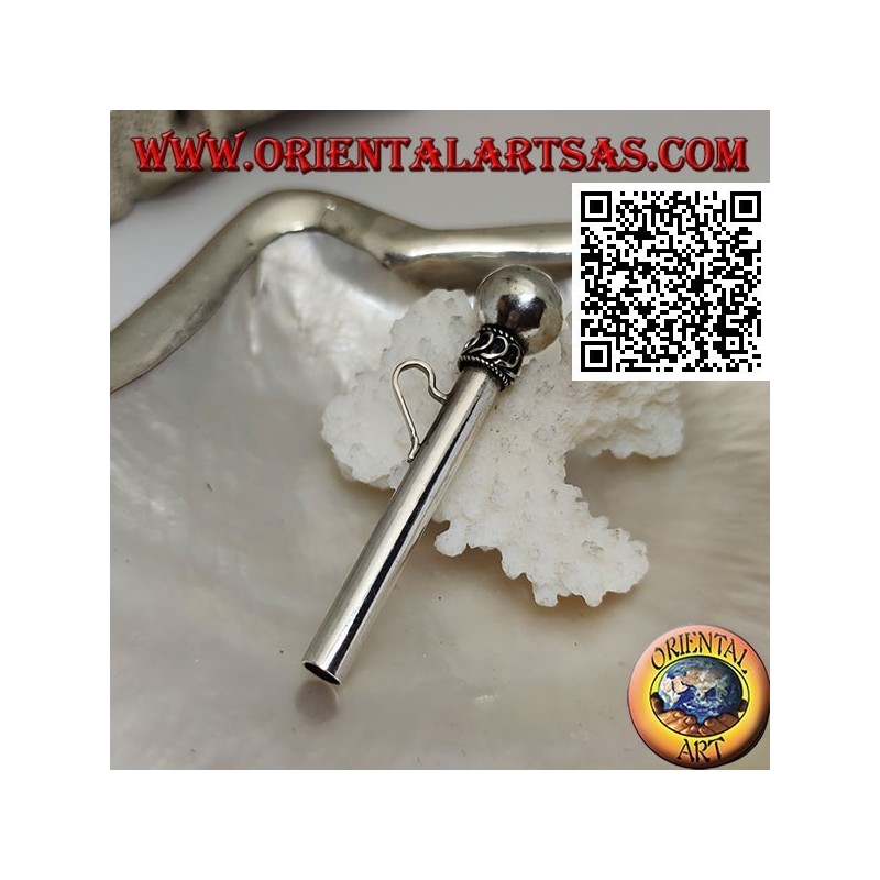 Pendentif en argent en forme de paille / pippotto avec entrelacement et guillemets