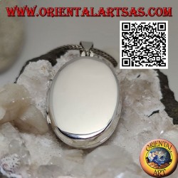 Colgante de marco de fotos plateado liso oval plano (31 * 22)