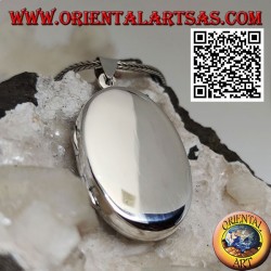 Pendentif cadre photo argent lisse ovale plat (31 * 22)