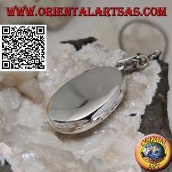 Flacher ovaler glatter silberner Fotorahmenanhänger (31 * 22)