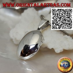 Rounded oval smooth silver photo frame pendant (22 * 16)