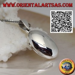 Rounded oval smooth silver photo frame pendant (22 * 16)