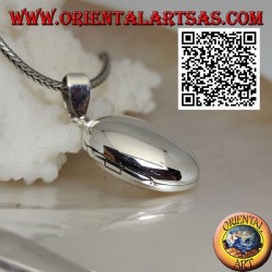 Rounded oval smooth silver photo frame pendant (22 * 16)