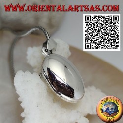 Rounded oval smooth silver photo frame pendant (22 * 16)