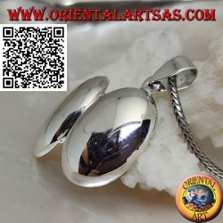 Rounded oval smooth silver photo frame pendant (22 * 16)