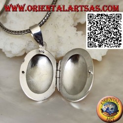 Pendentif cadre photo ovale rond en argent lisse (22 * 16)