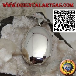 Rounded oval smooth silver photo frame pendant (36 * 24)