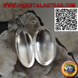 Pendentif cadre photo ovale rond en argent lisse (36 * 24)