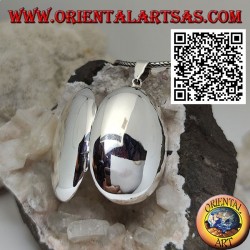 Rounded oval smooth silver photo frame pendant (36 * 24)