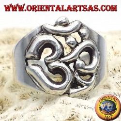 ring sacred syllable OM symbol in silver