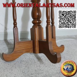 Consola de media luna con decoración floral calada en madera de teca artesanal