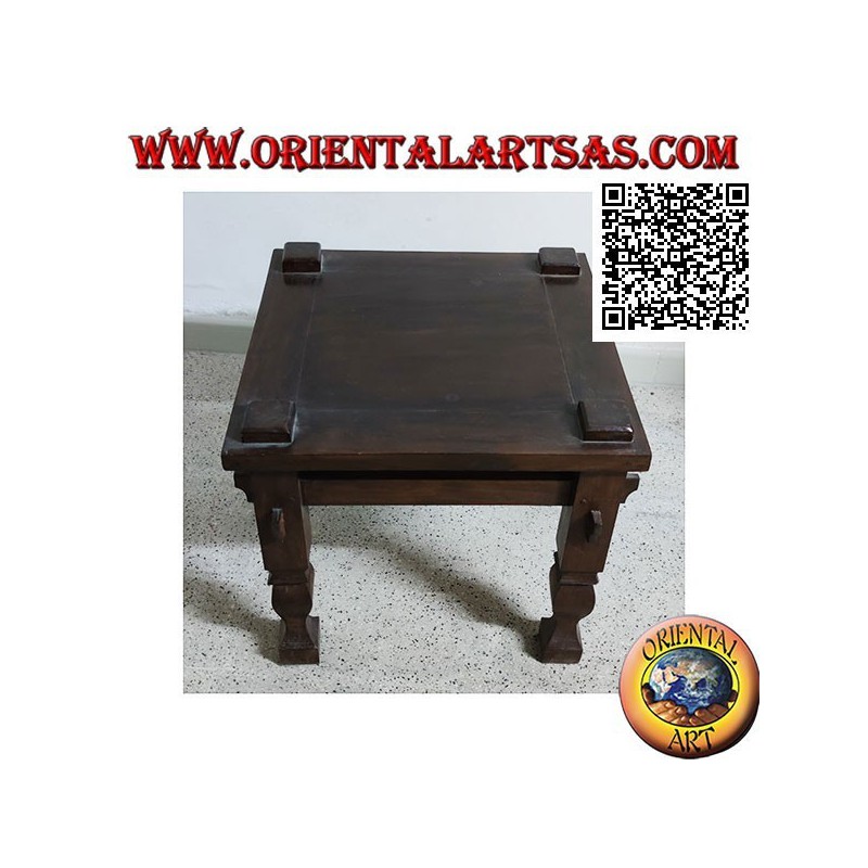 Low table for living room in primitive style in solid teak wood (50 * 50)