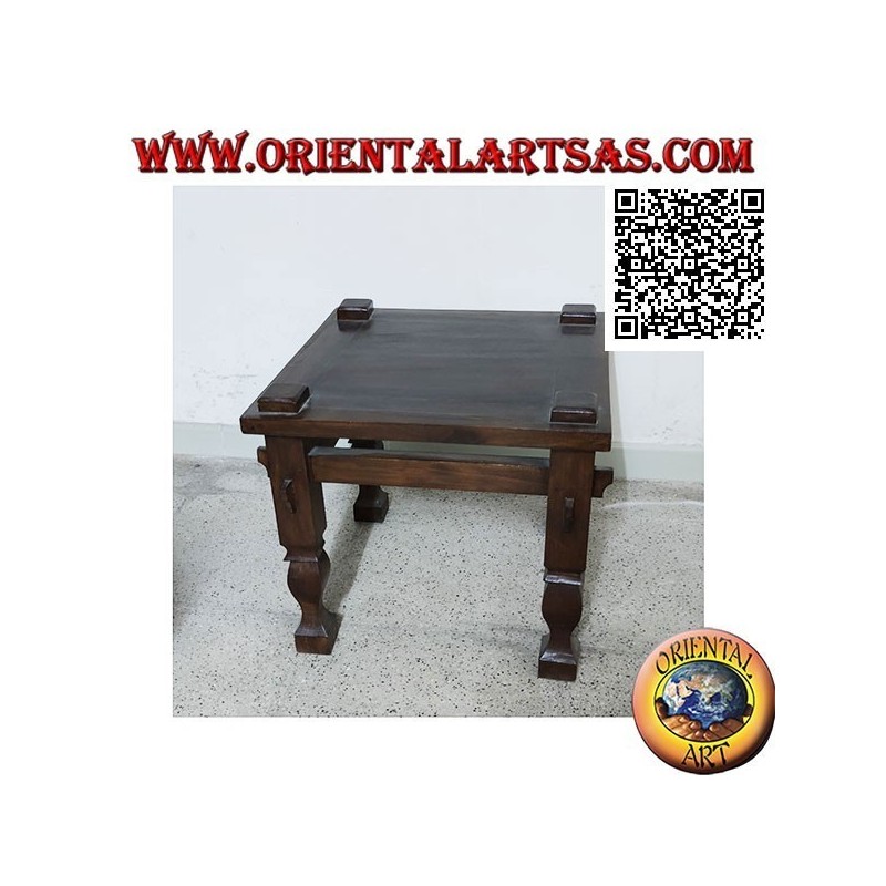 Low table for living room in primitive style in solid teak wood (50 * 50)