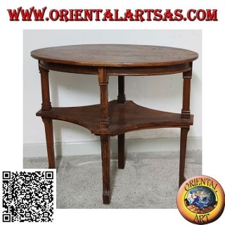 Tavolino ovale da salotto a due piani in legno di teak fatto a mano (77cm x 47cm)