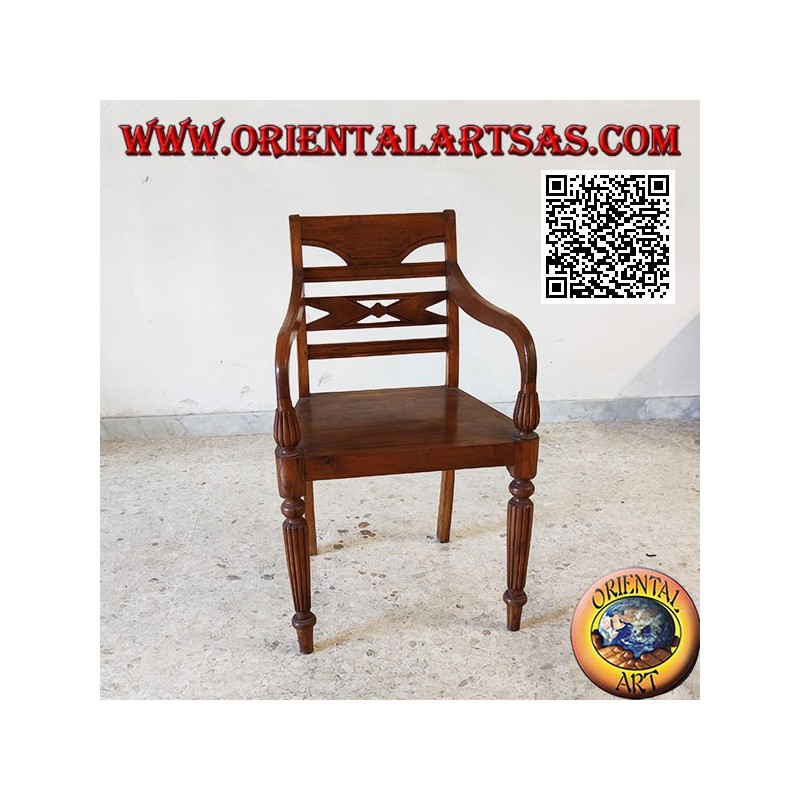 Sessel im Raffles-Stil mit Holzboden aus Teakholz