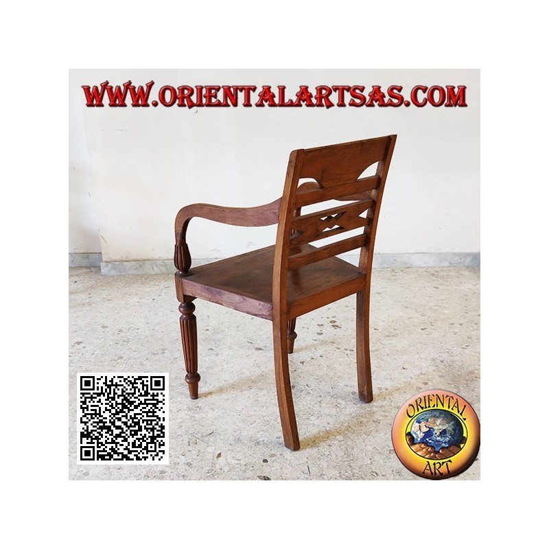 Fauteuil de style Raffles avec fond en bois, en bois de teck