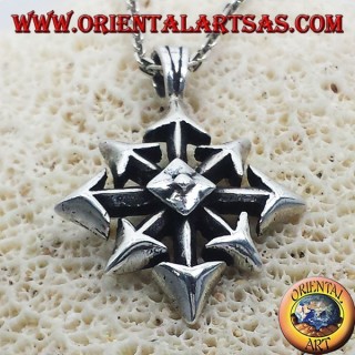 Caos colgante de la estrella, plata, grande
