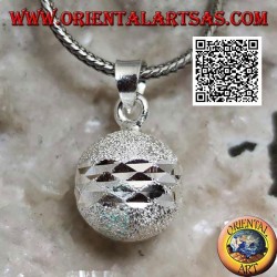 "Call of the Angels" sandblasted silver pendant cut by double diamond band (Ø 16mm.)