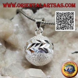 Colgante de plata pulida con chorro de arena "Call of the Angels" cortado con doble banda de diamantes (Ø 16mm.)