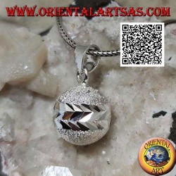 "Call of the Angels" sandblasted silver pendant cut by double diamond band (Ø 16mm.)