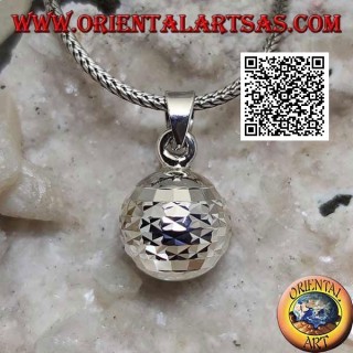 Silver pendant "Call of the Angels" with horizontal diamond processing (Ø 13mm.)