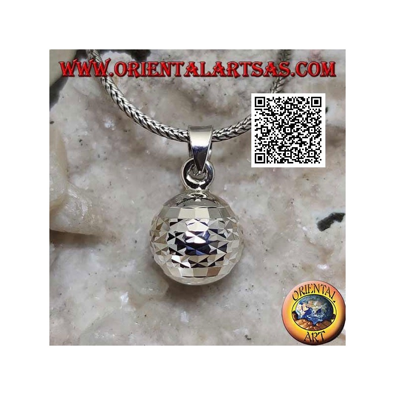 Pendentif en argent "Call of the Angels" avec traitement diamant horizontal (Ø 13mm.)