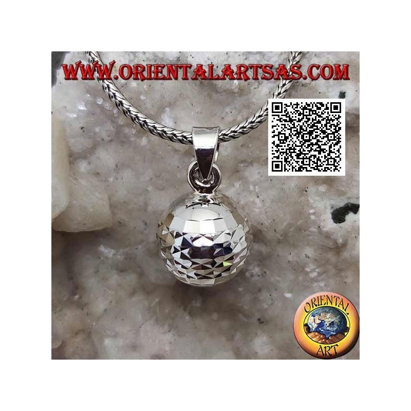 Silver pendant "Call of the Angels" with horizontal diamond processing (Ø 13mm.)
