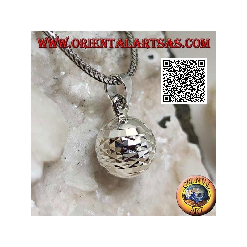 Silver pendant "Call of the Angels" with horizontal diamond processing (Ø 13mm.)