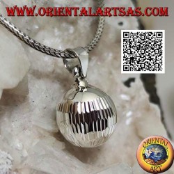 Silver pendant "Call of the Angels" with elongated diamond processing (Ø 13mm.)