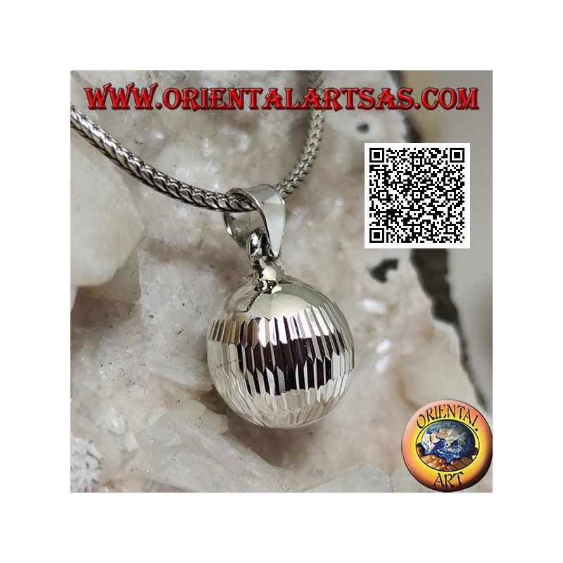 Pendentif en argent "Call of the Angels" avec traitement diamant allongé (Ø 13mm.)