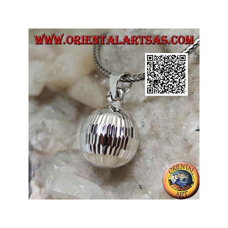 Pendentif en argent "Call of the Angels" avec traitement diamant allongé (Ø 13mm.)