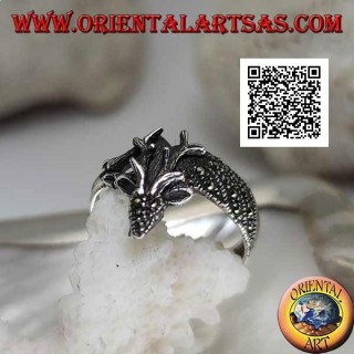 Anillo de plata en forma de ciervo real tachonado de marcasita