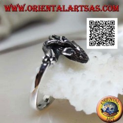 Anillo de plata en forma de ciervo real tachonado de marcasita