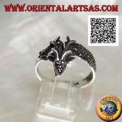 Anillo de plata en forma de ciervo real tachonado de marcasita