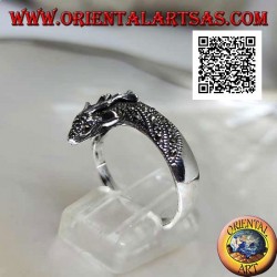 Silver ring in the shape of a royal deer studded with marcasite