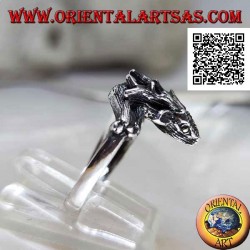 Silver ring in the shape of a royal deer studded with marcasite