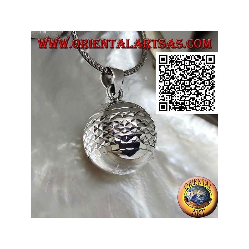 Ciondolo in argento "Chiama Angeli" a lavorazione diamantata orizzontale (Ø 21 mm.)