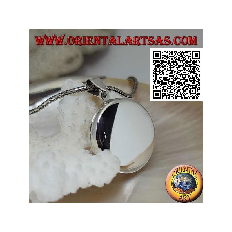 Photo frame pendant in smooth flat round silver (25 mm.)