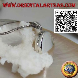 Pendentif cadre photo en argent rond plat lisse (25 mm.)