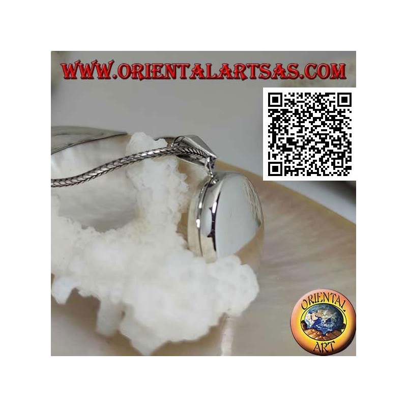Pendentif cadre photo en argent rond plat lisse (25 mm.)