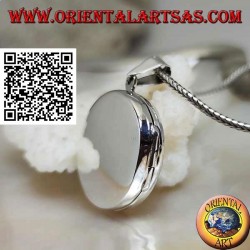 Pendentif cadre photo en argent rond plat lisse (25 mm.)