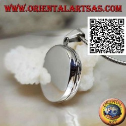 Pendentif cadre photo en argent rond plat lisse (25 mm.)