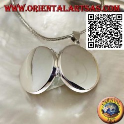 Pendentif cadre photo en argent rond plat lisse (25 mm.)